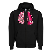 Black custom name cheerleader with megaphone Zipper Hoodie - MaliasSmallBusiness