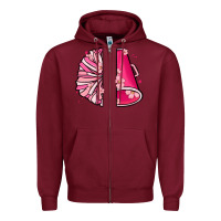 Burgundy custom name cheerleader with megaphone Zipper Hoodie - MaliasSmallBusiness