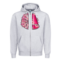 Heather Grey custom name cheerleader with megaphone Zipper Hoodie - MaliasSmallBusiness