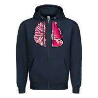 Navy custom name cheerleader with megaphone Zipper Hoodie - MaliasSmallBusiness