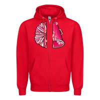Red custom name cheerleader with megaphone Zipper Hoodie - MaliasSmallBusiness