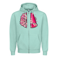 Seafoam custom name cheerleader with megaphone Zipper Hoodie - MaliasSmallBusiness