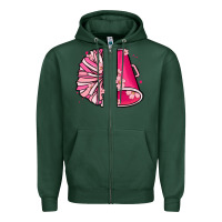 Sports Green custom name cheerleader with megaphone Zipper Hoodie - MaliasSmallBusiness