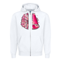 White custom name cheerleader with megaphone Zipper Hoodie - MaliasSmallBusiness