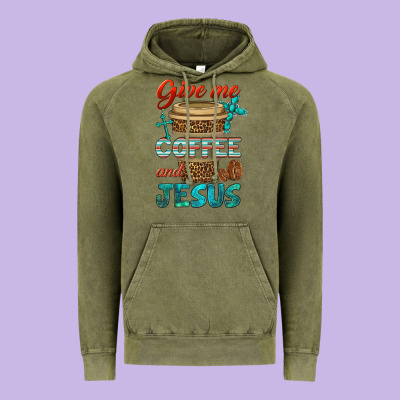 Give Me Coffee And Jesus Vintage Hoodie Designed By Bundleandbundleshop