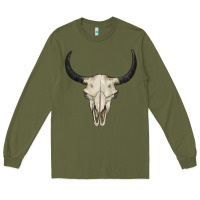 Army Green bull skull Long Sleeve Tee - BarkalooDesign