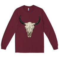 Burgundy bull skull Long Sleeve Tee - BarkalooDesign