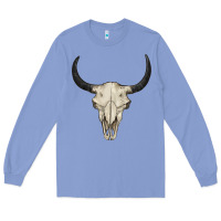 Colony Blue bull skull Long Sleeve Tee - BarkalooDesign