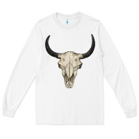 White bull skull Long Sleeve Tee - BarkalooDesign