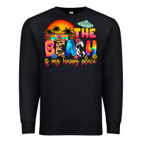 Black the beach is my happy place Premium Sweatshirt - Artiststas
