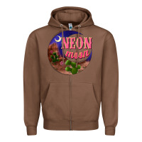 Chestnut neon moon Zipper Hoodie - NancyCooperArtShop