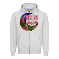 Dove Grey neon moon Zipper Hoodie - NancyCooperArtShop