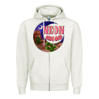 Oatmeal Heather neon moon Zipper Hoodie - NancyCooperArtShop