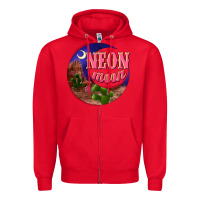 Red neon moon Zipper Hoodie - NancyCooperArtShop