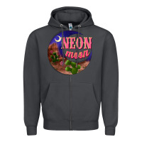 Smoke neon moon Zipper Hoodie - NancyCooperArtShop