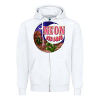 White neon moon Zipper Hoodie - NancyCooperArtShop