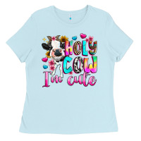 Baby Blue holy cow  m cute Ladies Tee - texasbilliewilder