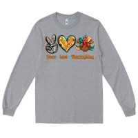 Heather Grey peace love thanksgiving Long Sleeve Tee - BarkalooDesign