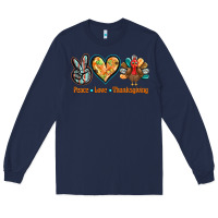 Navy peace love thanksgiving Long Sleeve Tee - BarkalooDesign