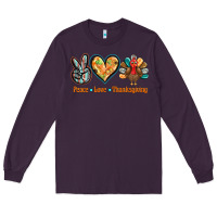 Plum peace love thanksgiving Long Sleeve Tee - BarkalooDesign