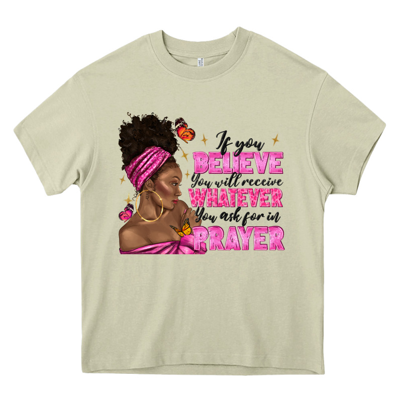 Afro Woman Bun And Religion Faith Prayer Heavy Core Tee by texasbilliewilder | Teevron