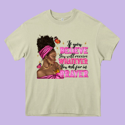 Afro Woman Bun And Religion Faith Prayer Heavy Core Tee Designed By Texasbilliewilder