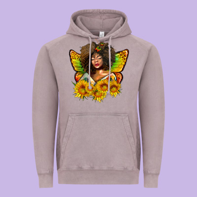Butterfly Afro Woman Juneteenth Vintage Hoodie Designed By Adodesignshop