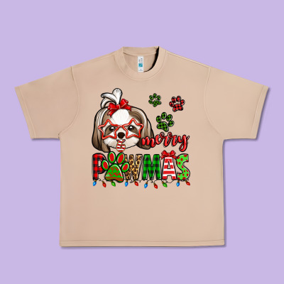 Merry Pawmas Christmas Shih Tzu Urban Heavy Tee Designed By Jasminsmagicworld