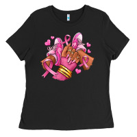 Black Breast Cancer afro girl sneakers Ladies Tee - RanaPortraitStore