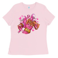 Bubblegum Pink Breast Cancer afro girl sneakers Ladies Tee - RanaPortraitStore