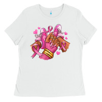 White Breast Cancer afro girl sneakers Ladies Tee - RanaPortraitStore