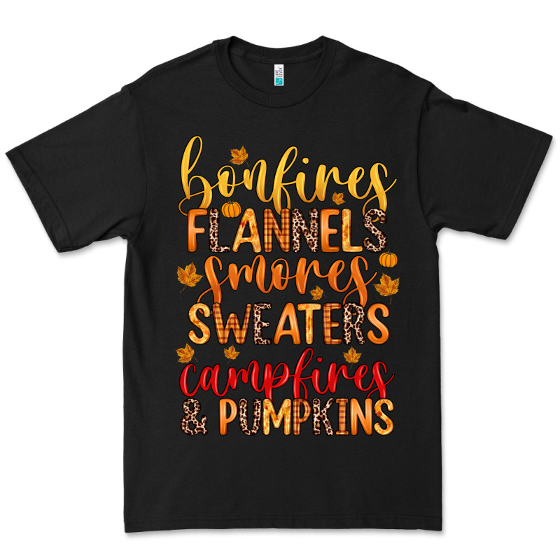 Bonfires Flannels S'mores Campfires And Pumpkins Premium Tee by Zillion Design Studio | Teevron