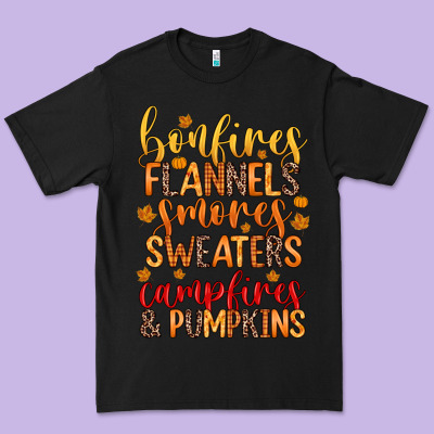 Bonfires Flannels S'mores Campfires And Pumpkins Premium Tee Designed By Zillion Design Studio