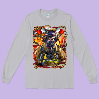 Firefighter Axe And Ladder Long Sleeve Tee Designed By Lillyallendesigns