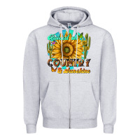 Heather Grey raised on country  sunshine Zipper Hoodie - NancyCooperArtShop