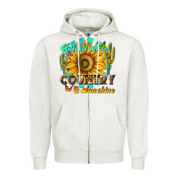 Oatmeal Heather raised on country  sunshine Zipper Hoodie - NancyCooperArtShop