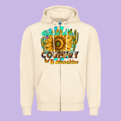 Raised On Country  Sunshine Zipper Hoodie Designed By Nancycooperartshop