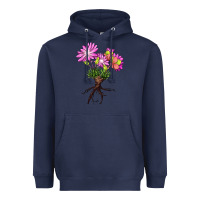 Navy Bitterroot Flower Illustrations Heavyweight Hoodie - LillyAllenDesigns