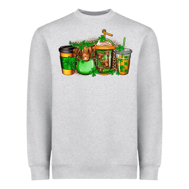 Longhaired Cow St Patricks Coffee Heavyweight Sweatshirt by Jasminsmagicworld | Teevron