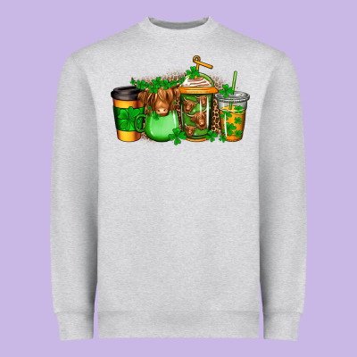 Longhaired Cow St Patricks Coffee Heavyweight Sweatshirt Designed By Jasminsmagicworld