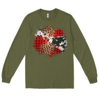 Army Green leopard cowhide Christmas plaid patches Long Sleeve Tee - Jasminsmagicworld