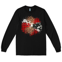 Black leopard cowhide Christmas plaid patches Long Sleeve Tee - Jasminsmagicworld