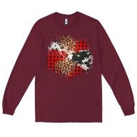 Burgundy leopard cowhide Christmas plaid patches Long Sleeve Tee - Jasminsmagicworld