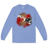 Colony Blue leopard cowhide Christmas plaid patches Long Sleeve Tee - Jasminsmagicworld