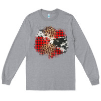 Heather Grey leopard cowhide Christmas plaid patches Long Sleeve Tee - Jasminsmagicworld