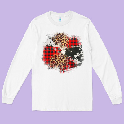 Leopard Cowhide Christmas Plaid Patches Long Sleeve Tee Designed By Jasminsmagicworld