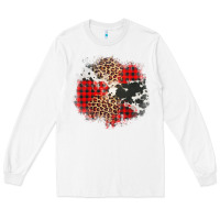 White leopard cowhide Christmas plaid patches Long Sleeve Tee - Jasminsmagicworld