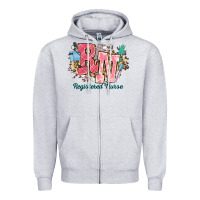 Heather Grey rn registered nurse western Zipper Hoodie - NancyCooperArtShop