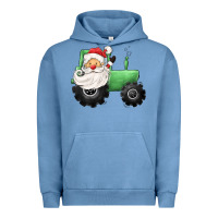 Pigment Pebble Blue santa tractor Urban Hoodie - CowGirlArtShop