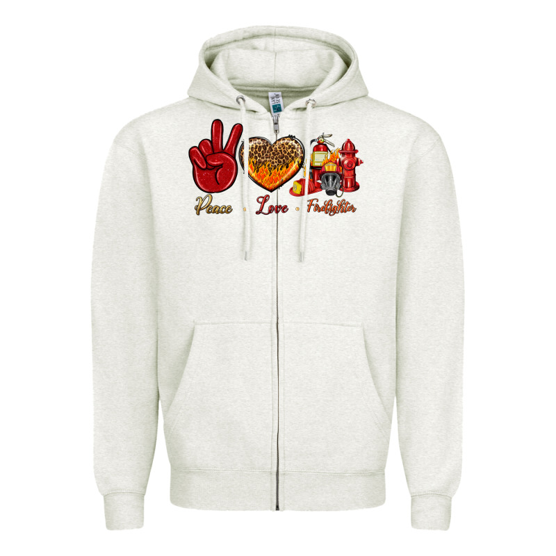 Peace Love Firefighter Zipper Hoodie by NancyCooperArtShop | Teevron
